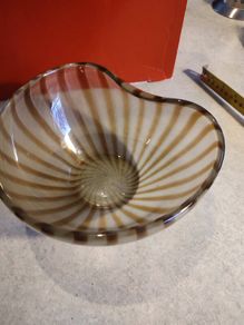 ART striped GLASS bowl Murano STYLE