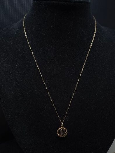 Vintage 9ct Gold Initial M Pendant Necklace
