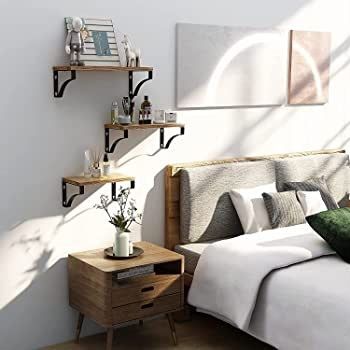 Floating Shelves Wall Mounted Shelf, Paulownia Wood Wall Shelves, Wooden Shelves Set of 3 for Bedroom, Bathroom, Living Room, Kitchen, Home Office, Laundry room,etc (FREE POSTAGE)