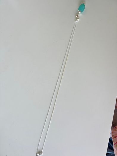 Newbridge Silverware Long Aqua Pendant Necklace + Original Box