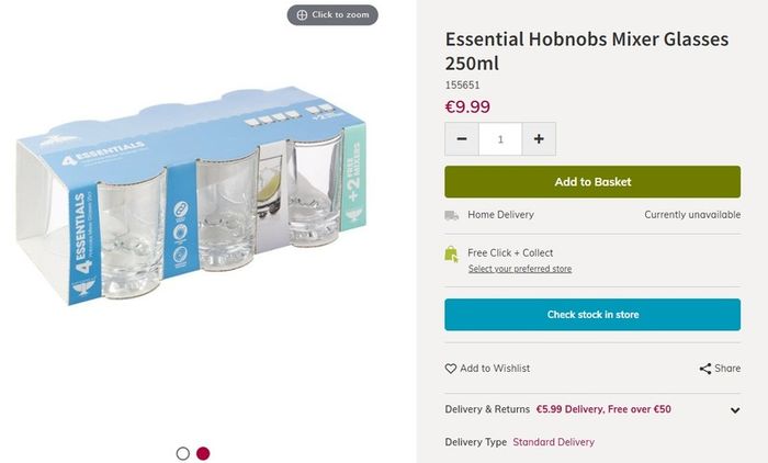 Set of 12 Hobnobs Glass Tumblers (250ml)