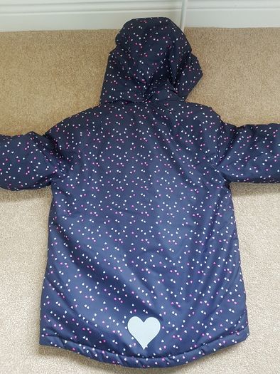 Girls Navy Heart Padded Coat