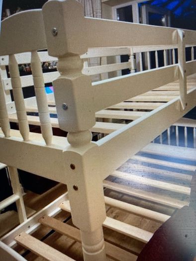 A Beautiful White Bunk Bed. No Mattresses .