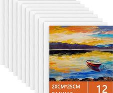 NEW SALE |  Panels 20x25cm-12 Packs Blank Art Canvases Pre Stretched Canvas Board, 100% Cotton Artist Painting Canvas for Acrylic, Oil Painting Wet Art Media Art Proje