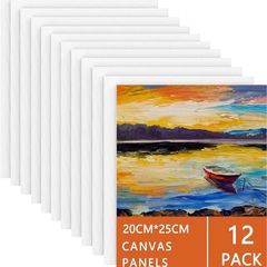 NEW SALE |  Panels 20x25cm-12 Packs Blank Art Canvases Pre Stretched Canvas Board, 100% Cotton Artist Painting Canvas for Acrylic, Oil Painting Wet Art Media Art Proje