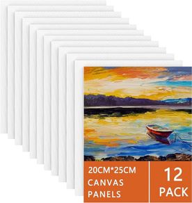 NEW SALE |  Panels 20x25cm-12 Packs Blank Art Canvases Pre Stretched Canvas Board, 100% Cotton Artist Painting Canvas for Acrylic, Oil Painting Wet Art Media Art Proje