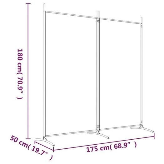 2-Panel Room Divider White 175x180 cm Fabric