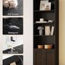 6-Tier Bookcase with Doors and Cabinet, Bookshelf Floor Standing Display Storage Shelf, Bookcases for Home, Office, Living Room, Bedroom, Black, 48 x 24 x 176.4 Image 3
