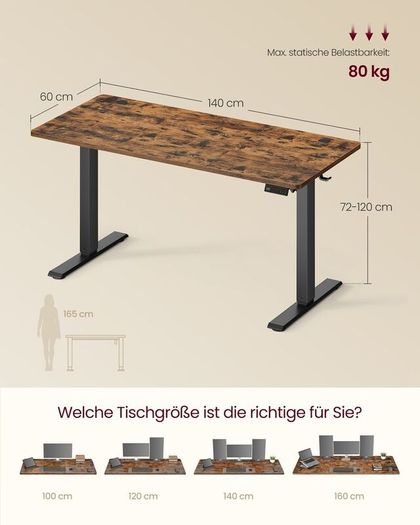 Large Electric Desk 140cm Vintage Brown or White