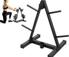 Barbell & Weight Plate Storage Rack 4 Barbell Holders Olympic Barbell Compatible Heavy Duty Steel Construction for Home Gym | Black