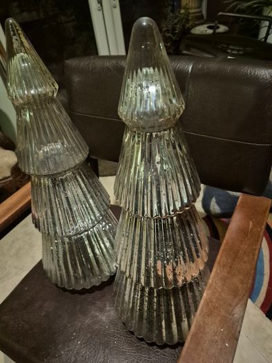 Vintage pair of glass Christmas trees