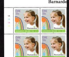 2012 Ireland Barnardo's Ireland Commemorative Stamp Plate Block 1A1A1A1A Mint Never Hinged (MNH)