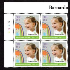 2012 Ireland Barnardo's Ireland Commemorative Stamp Plate Block 1A1A1A1A Mint Never Hinged (MNH)