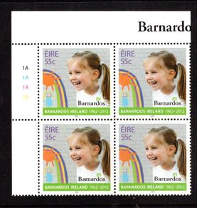 2012 Ireland Barnardo's Ireland Commemorative Stamp Plate Block 1A1A1A1A Mint Never Hinged (MNH)