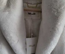 Diane Von Furstenberg White Faux Fur Coat - Sz 12-16UK - Rrp 690 - BNWT