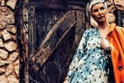 Zara floral midi dress blue and white S