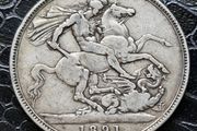 1891 United Kingdom 1 Silver Crown - Victoria 2nd portrait coin