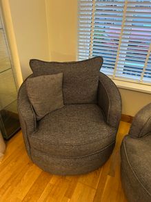 2 Large Grey Swivel Armchairs  Very Comfortable