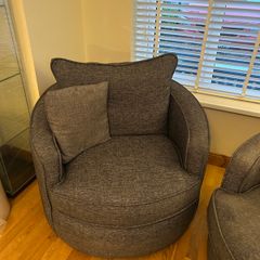 2 Large Grey Swivel Armchairs  Very Comfortable