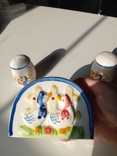 Vintage 1960s condiment set porcelain