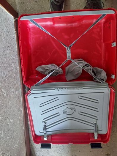 Red hard-shell suitcase