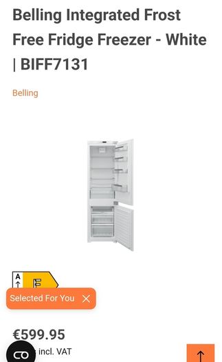 Belling Integrated Fridge Freezer