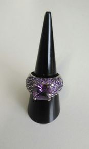 Sterling Silver Cubic Zirconia Amethyst Cocktail Ring