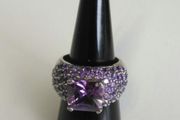 Sterling Silver Cubic Zirconia Amethyst Cocktail Ring