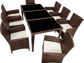 Aluminium Poly Rattan Dining Set, 8 Chairs + 1 Dining Table with Glass Tops, Includes 2 Cover Sets and Protective Cover, Various Colours