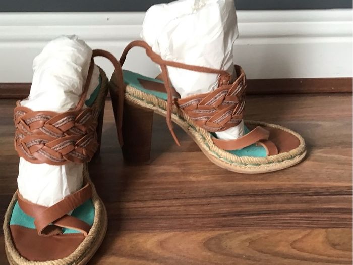 Ladies Camper Tan Leather High Heel Sandal Size 36