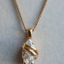Beautiful Gold Plated Oval Solitaire Pendant Necklace with Chain  Stone Cubic Zirconia Gold, length 18" Image 5