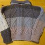Boys Handkitted Aran Cardigan. Newly knitted. Matching hat. Image 2