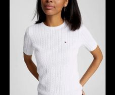 Tommy Hilfiger Cable Knit With Short Sleeve All Season Jumper - Colour - White - Size - XXL - RRP - 119.90 - Open To Offers!!