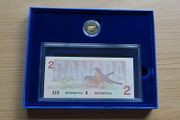 Canada Proof Coin &amp; Banknote Set prefix BRX + 2 dollars | special replacement note