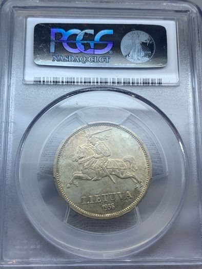 Lithuania 1936 silver 5 litai PCGS MS62 Rare uncirculated