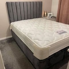 Gray double Divan bed and mattress