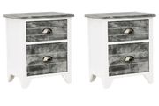 Nightstand 2 pcs with 2 Drawers Grey and White