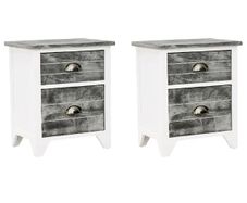 Nightstand 2 pcs with 2 Drawers Grey and White