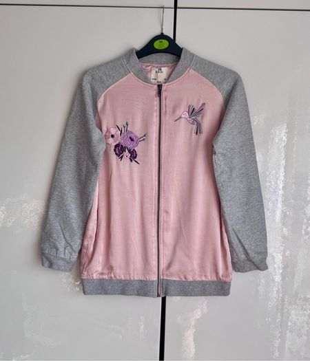 YD Girls Pink & Grey Embroidered Zip-Up Cardigan/Jacket - 12/13 Years