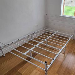 Double bed metal frame white.