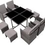 _Poly Rattan Cube Set Including Protective Cover and Stainless Steel Screws 4 Chairs 1 Table 4 Stools Various Colours Image 6