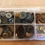 Box of assorted Brown/ grey buttons. Image 2