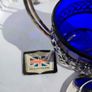 Vintage 1980s Art Deco Chrome & Cobalt Blue Glass Jam Jar Image 5