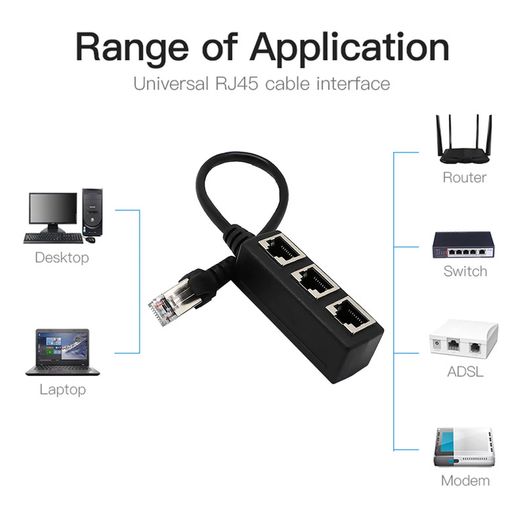 3 in 1 RJ45 Splitter LAN Ethernet Network RJ45 Connector Extender Adapter Cable for Networking Extension 1 Male to 3 Female