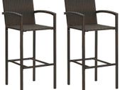 Bar Stools 2 pcs Brown Poly Rattan