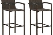 Bar Stools 2 pcs Brown Poly Rattan