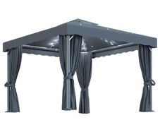 Gazebo with Curtain and String Lights 3x3 m Anthracite