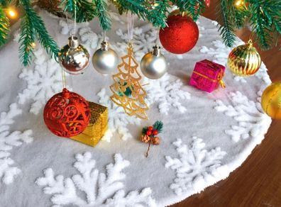 Christmas Tree Skirt 36 Inch Jacquard Cashmere Snowflake Xmas Tree Skirt MULTIPLE SIZES (FREE POSTAGE)
