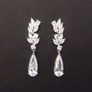 Wedding Bridal Crystal Silver Earrings Image 2