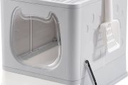 FREE EXPRESS SHIPPING Kitten Cat Litter Tray with Lid, Little Devil Design Front Door Foldable Litter Box for Small Cats &amp; Rabbits